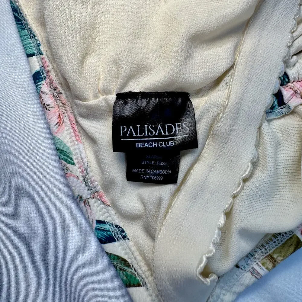 Palisades Hipster One Piece Swim Suit Women’s XL Floral Ruched Tie Back NWOT - Picture 7 of 9